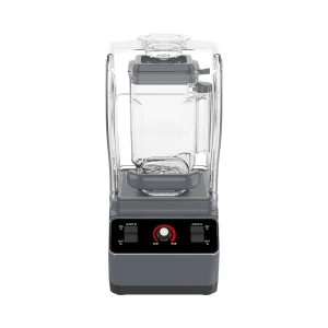 BSJ-01 blender, clear sound cover and red-ringed control dial, front view