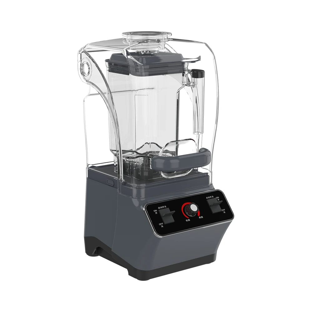 BSJ-01 blender, clear sound cover and handled jug, angled view