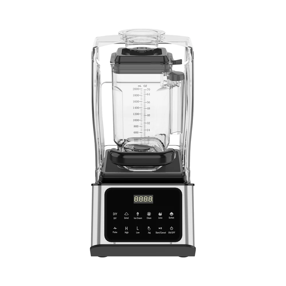 BSJ-02 blender, clear sound cover and button control panel, front view