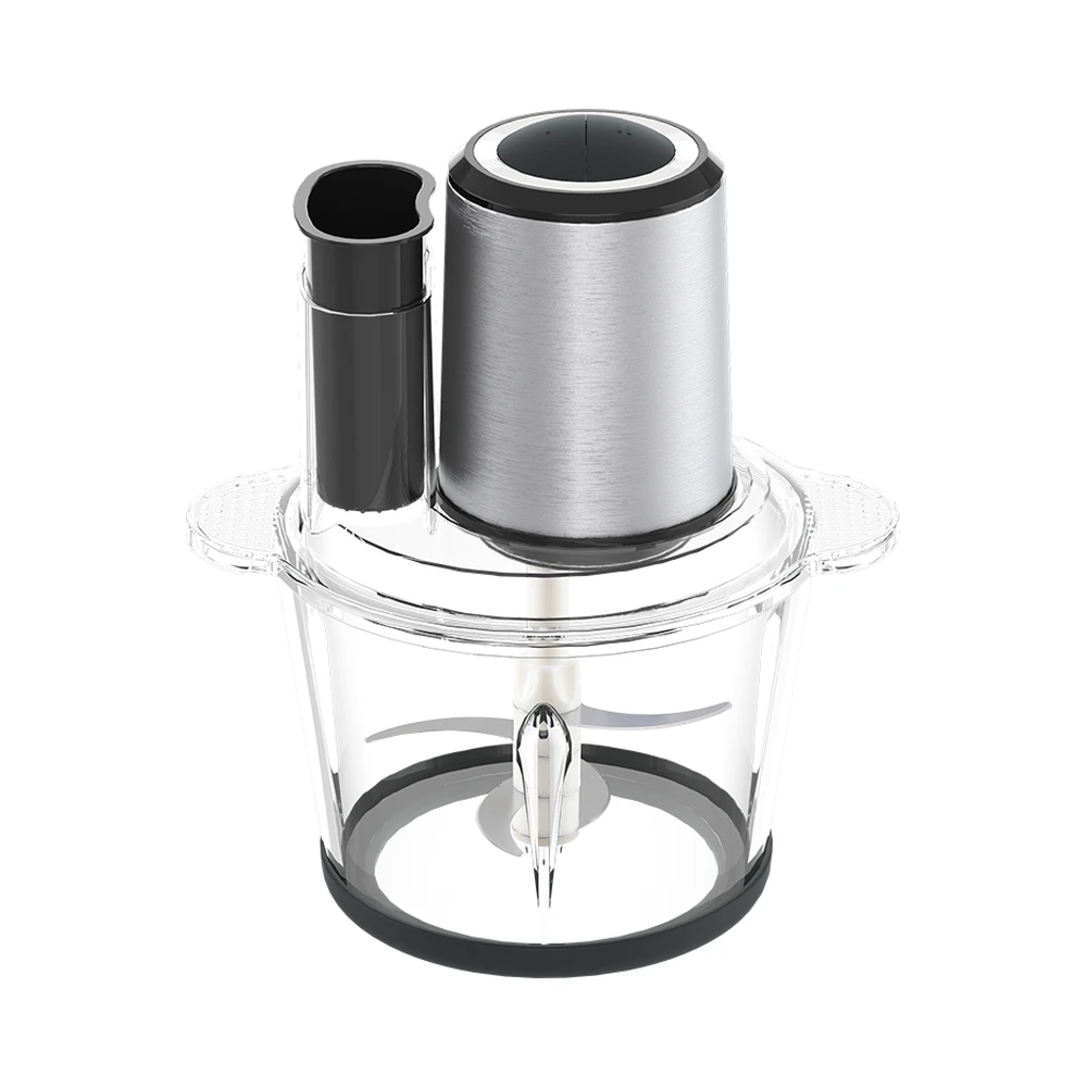 CY-01/CY-02/CY-03/CY-04 meat chopper, silver offset motor and transparent bowl with black base ring