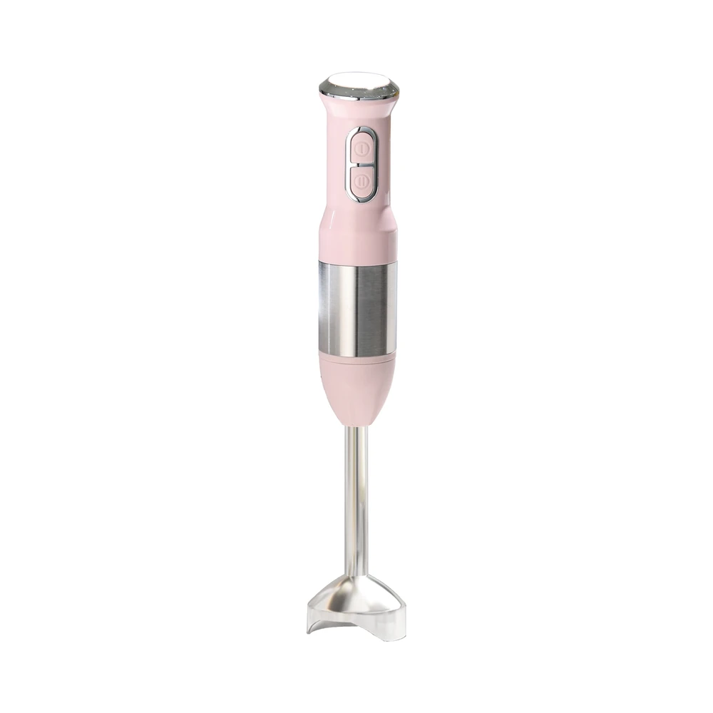 HB-01/HB-02 hand blender, pink hand unit with blending shaft, front view