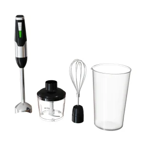 HB-D1/HB-D2 hand blender, black and silver hand blender set with green controls