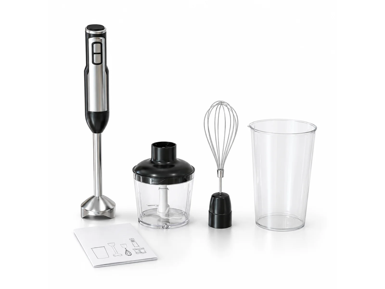 Immersion blender core unit with shaft whisk chopper and beaker for OEM set requirements