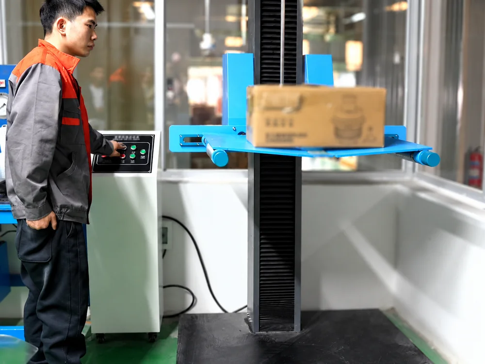 A JINJIE operator beside a packaged-product test station