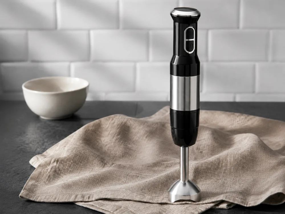 A material-focused scene based on the supplied hand blender.