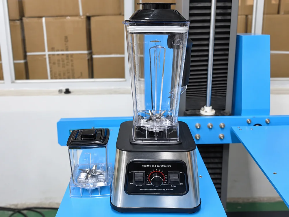 Blender and small jar on the supplied blue inspection bench