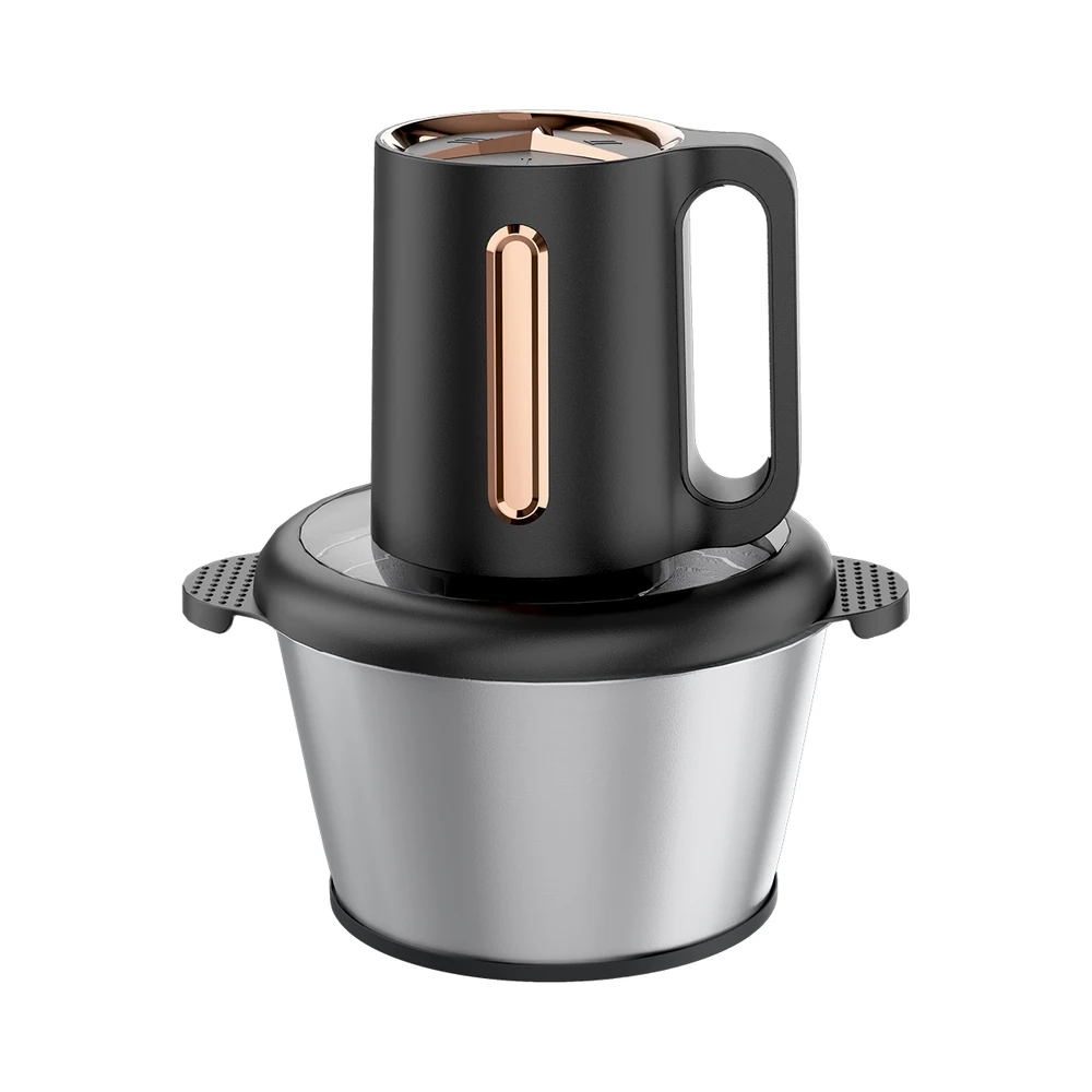 MB-01/MB-02/MB-03/MB-04 meat chopper, black handled motor and metal bowl