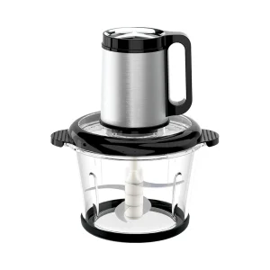 MB-C1/MB-C2/MB-C3/MB-C4 meat chopper, silver handled motor and transparent bowl with black base ring