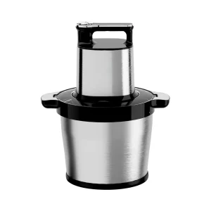 MC-04 meat chopper, silver motor with wide top handle and metal bowl