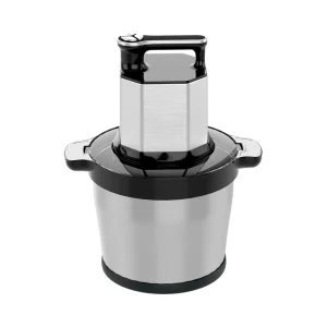 MC-05 meat chopper, silver rectangular motor with carry handle and metal bowl