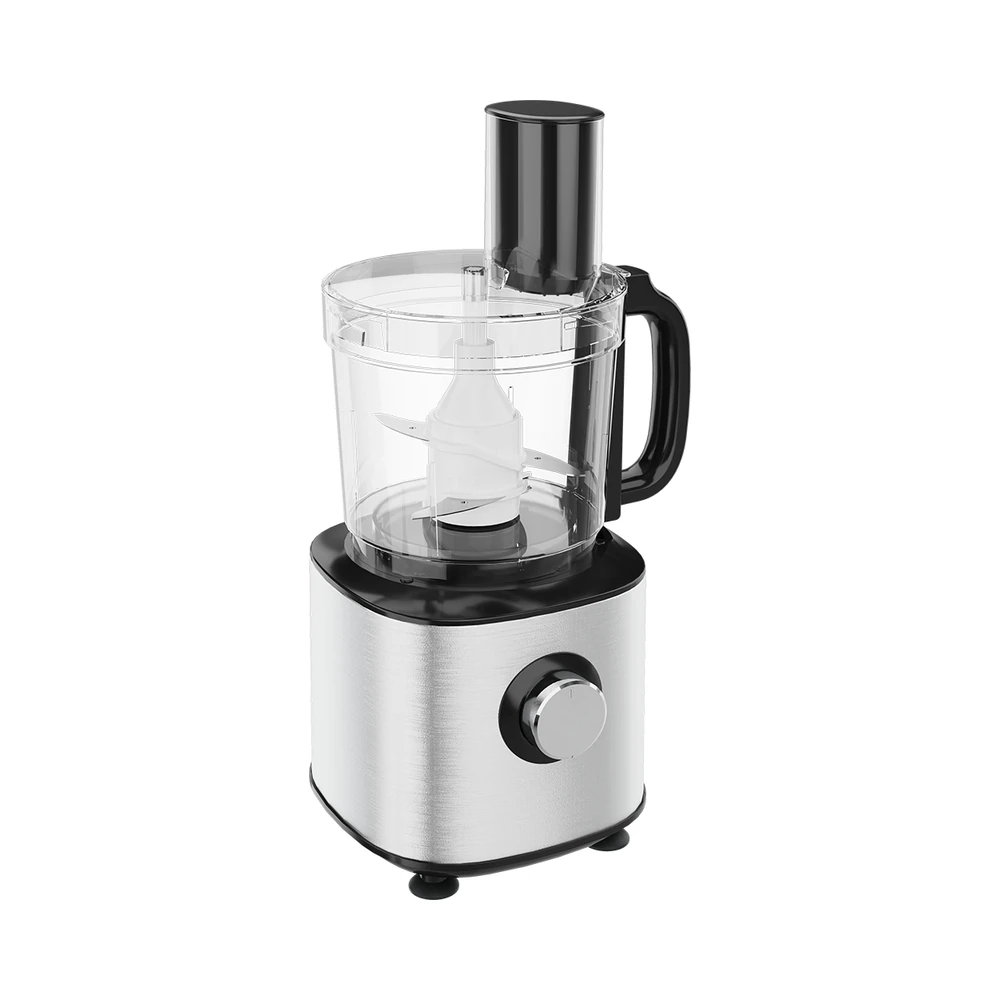 MFP-01 food processor, processor bowl with feed tube, angled view