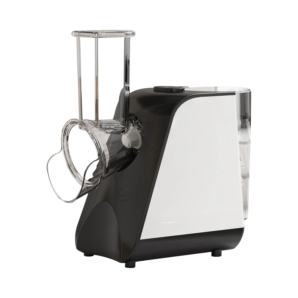 SLJ01 salad maker, black and white housing with clear feed tube