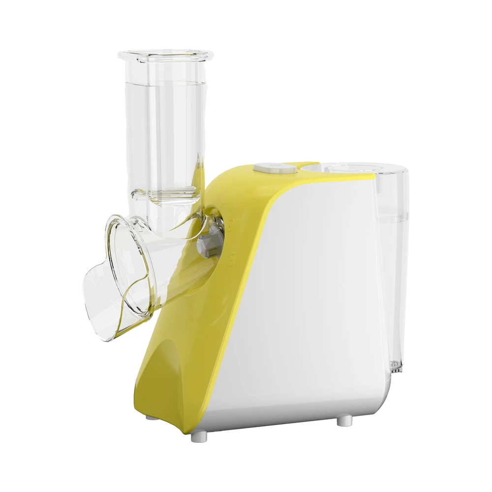 SLJ01 salad maker, yellow and white housing with clear feed tube