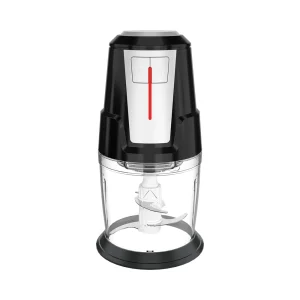 TY-05 meat chopper, black motor with silver control panel and transparent cup