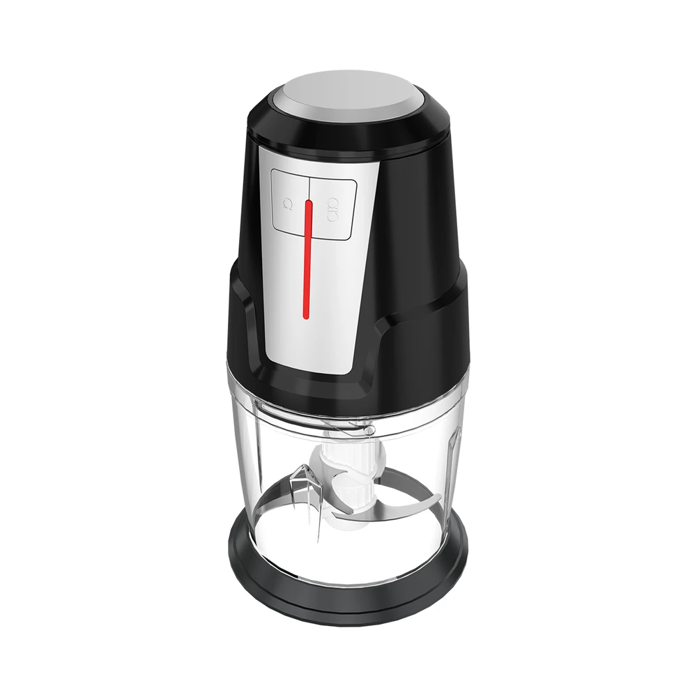 TY-05 meat chopper, black motor and transparent cup at an angle