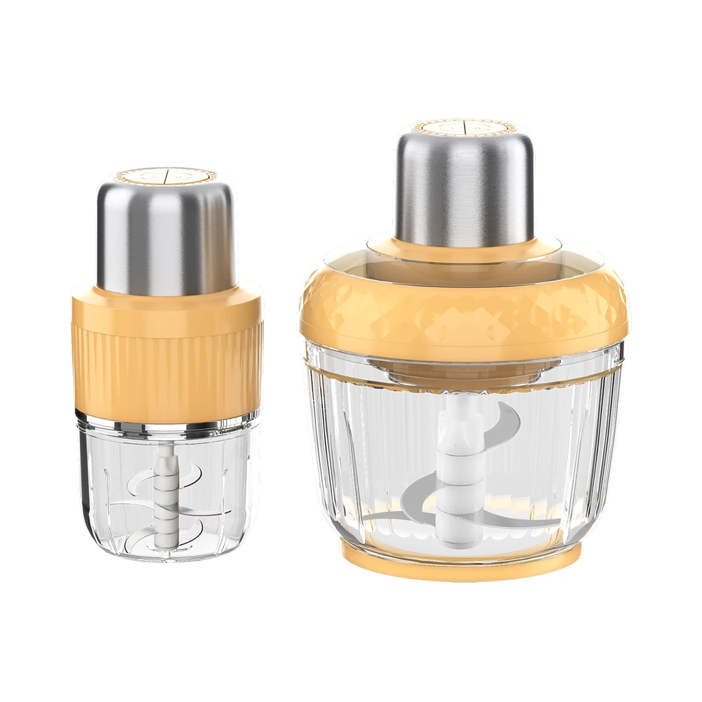 ZD-A1 meat chopper, yellow trim with two transparent bowl sizes