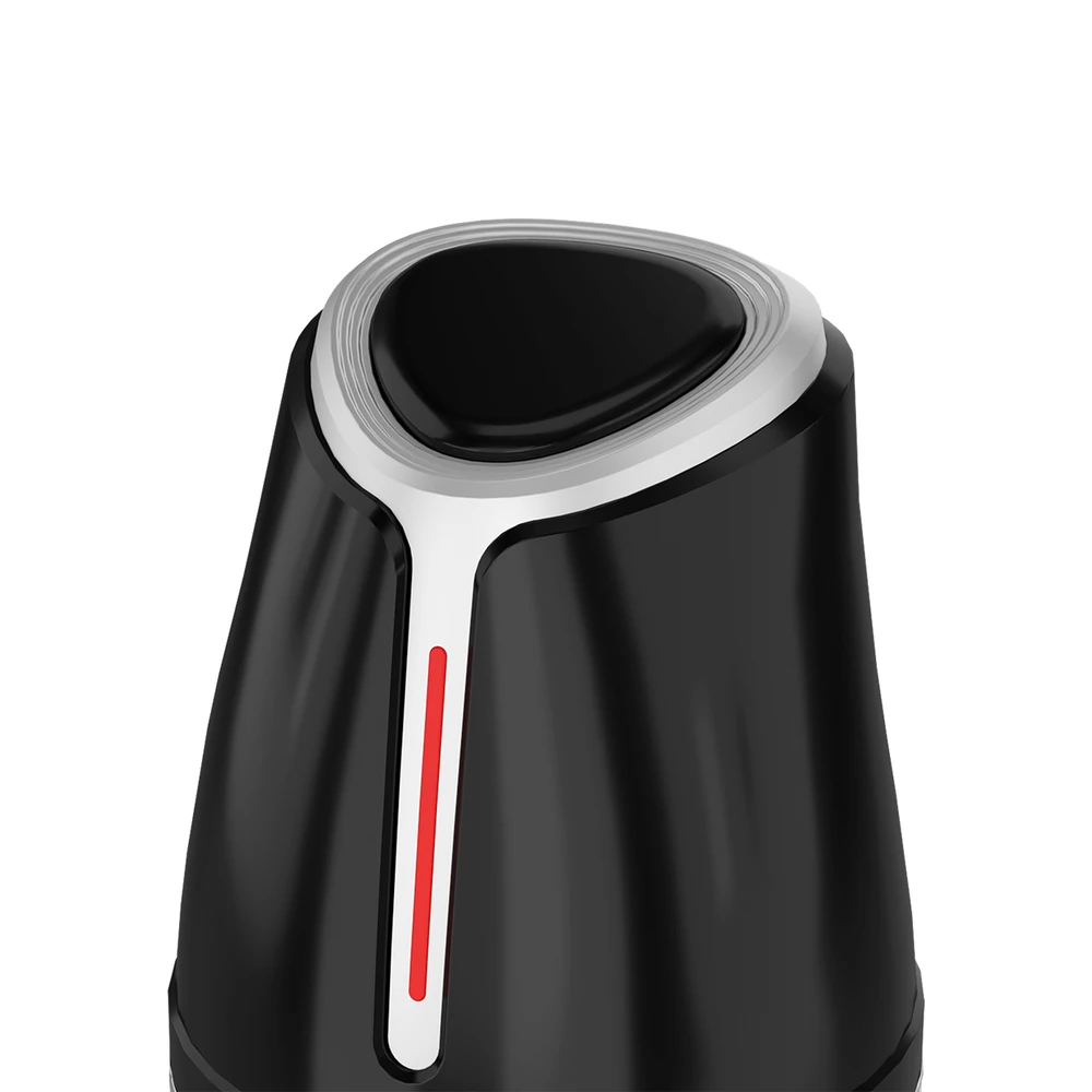 ZQ-05 meat chopper, black housing and top button close-up