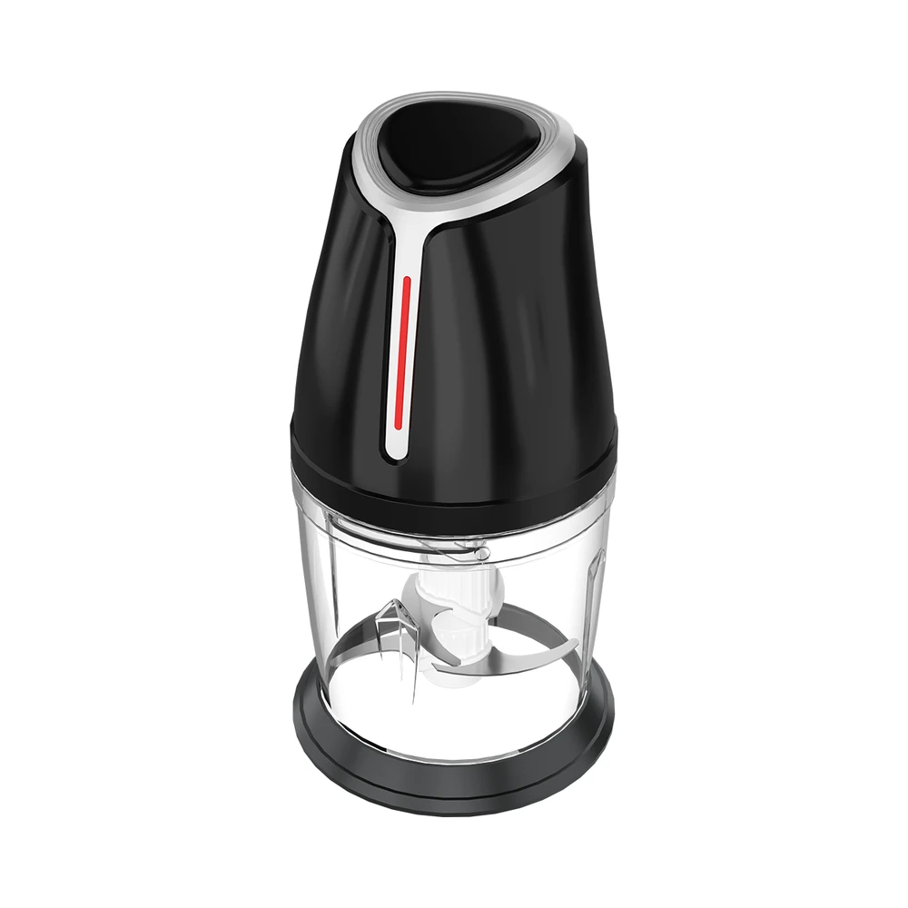 ZQ-05 meat chopper, compact transparent bowl and top button at an angle